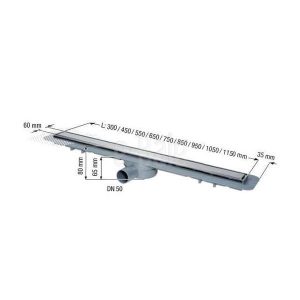 Rigola de interior SQUARE cu gratar din inox lucios 350 mm