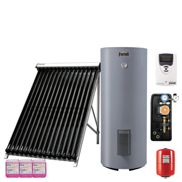 Kit panouri solare apa calda Ferroli Ecotube New 25 boiler Ecounit F 200-2C