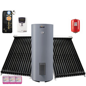 Pachet panou solar presurizat apa calda Ferroli Ecotube New 2 x 20, boiler Ecounit F 300-2C