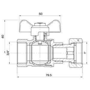 Set robineti cu racord semiolandez, filet interior-interior, 3/4"-1", PN25, pentru filtru Fernox