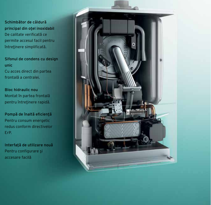 Centrala termica in condensatie VAILLANT ecoTEC Pure VUW 236/7-2, 20,2 kW - Incalzire + A.C.M. Centrala termica in condensatie VAILLANT ecoTEC Pure VUW 236/7-2, 20,2 kW - Incalzire + A.C.M.