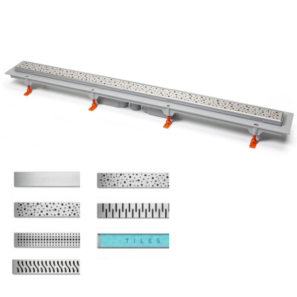 Rigola de interior cu gratar din inox lucios 750 mm