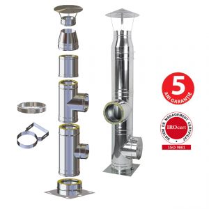 Cos de fum KaminInox D 100 H, 6 m, inox, perete dublu, 25 mm izolatie din vata bazaltica