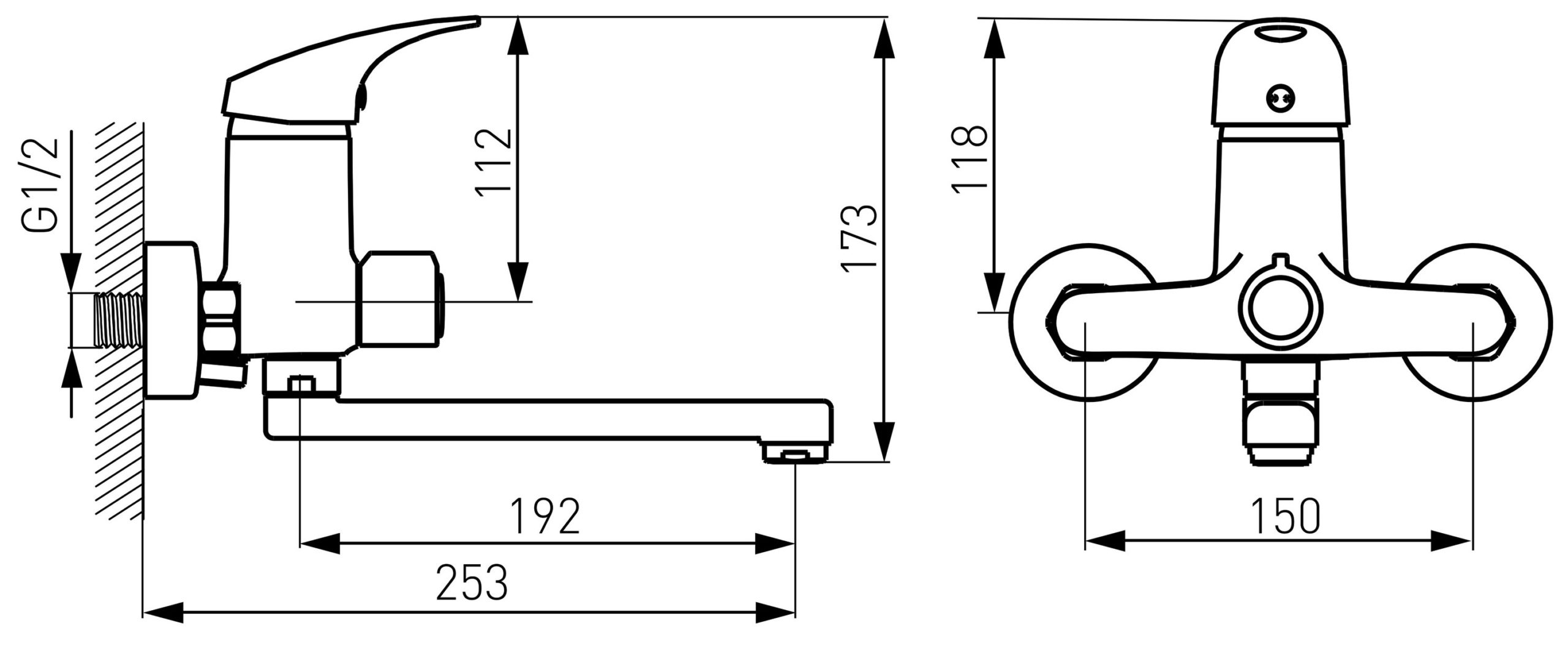 Baterie perete cada/dus pipa mobila, 192mm Combo
