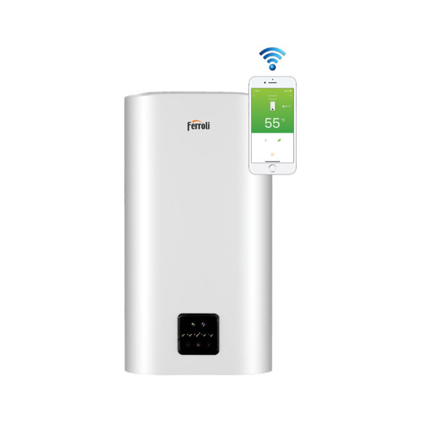 Boiler electric Ferroli Titano Twin 50 litri control internet, doua rezervoare interne, garantie 5 ani.