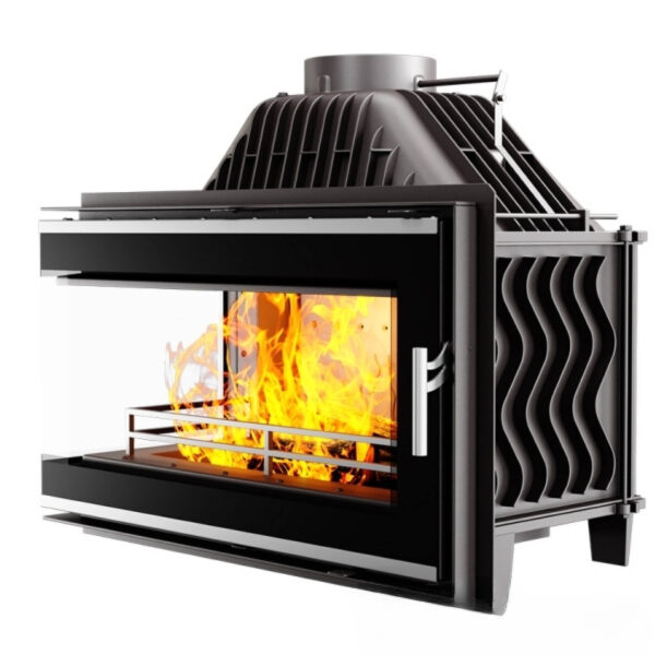 Focar de colț stânga (L), pentru șemineu, Kawmet W16 LB ECO, material fontă, putere 13,5 KW, randament 74,1%, clasa energetică A, certificat EcoDesign. Garanție 5 ani!