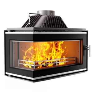 Focar de colț stânga (L), pentru șemineu, Kawmet W16 LB ECO, material fontă, putere 13,5 KW, randament 74,1%, clasa energetică A, certificat EcoDesign. Garanție 5 ani!