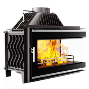 Focar de colț dreapta (R), pentru șemineu, Kawmet W16 PB ECO, material fontă, putere 13,5 KW, randament 74,1%, clasa energetică A, certificat EcoDesign. Garanție 5 ani!
