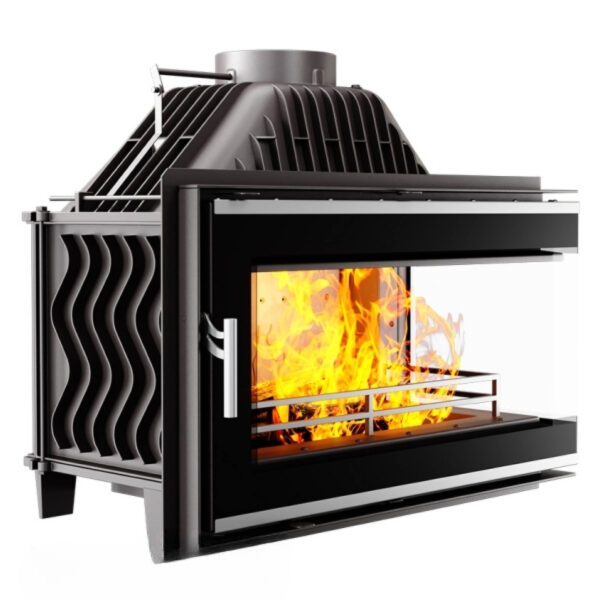 Focar de colț dreapta (R), pentru șemineu, Kawmet W16 PB ECO, material fontă, putere 13,5 KW, randament 74,1%, clasa energetică A, certificat EcoDesign. Garanție 5 ani!