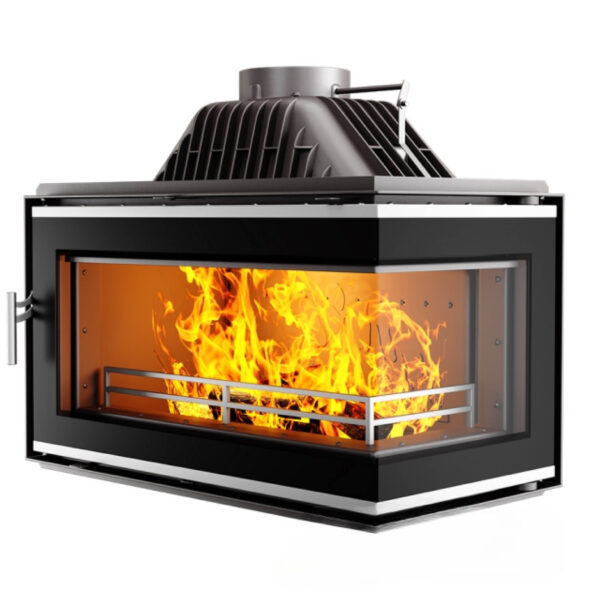 Focar de colț dreapta (R), pentru șemineu, Kawmet W16 PB ECO, material fontă, putere 13,5 KW, randament 74,1%, clasa energetică A, certificat EcoDesign. Garanție 5 ani!