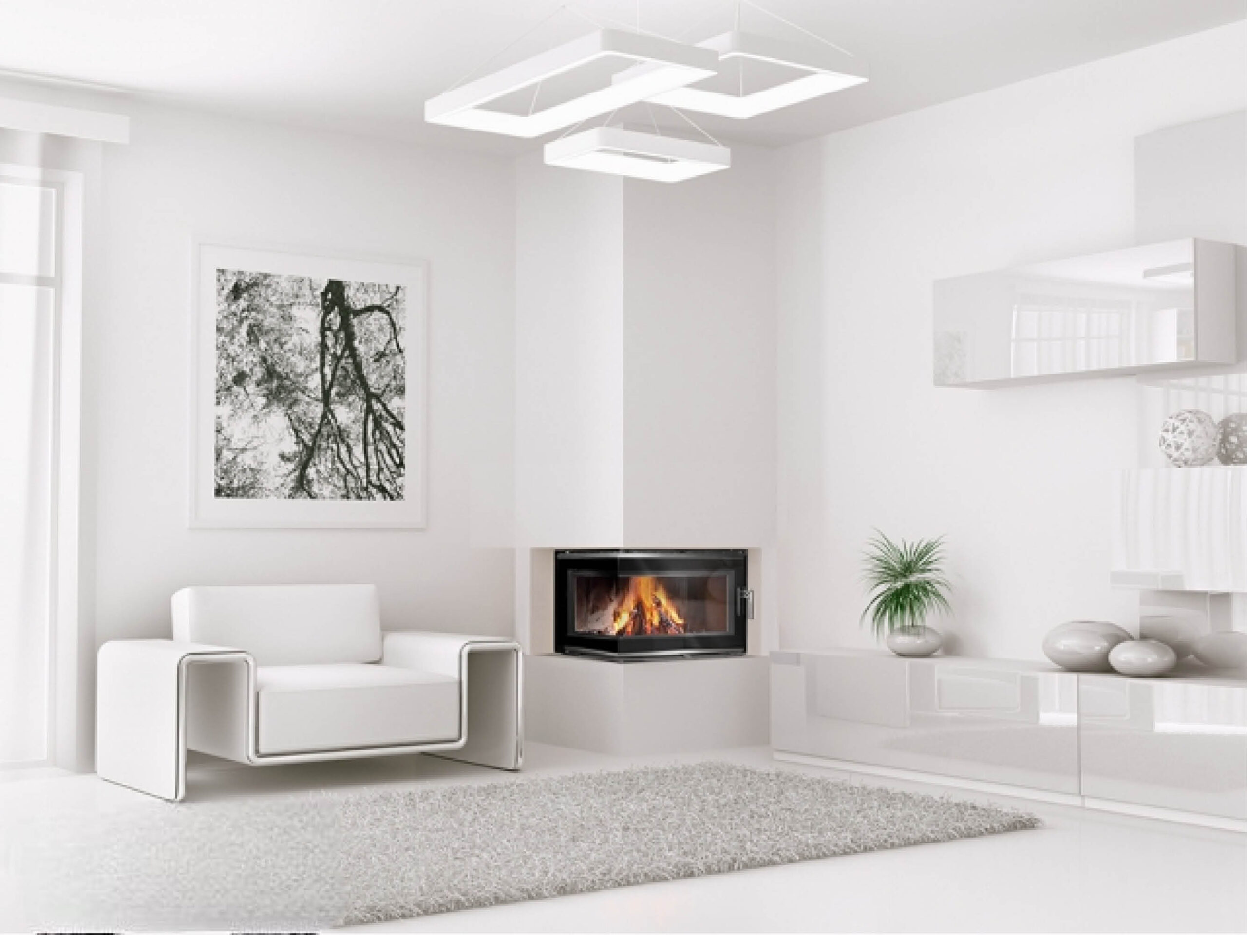Focar de colț stânga (L), pentru șemineu, Kawmet W16 LB ECO, material fontă, putere 13,5 KW, randament 74,1%, clasa energetică A, certificat EcoDesign. Garanție 5 ani!
