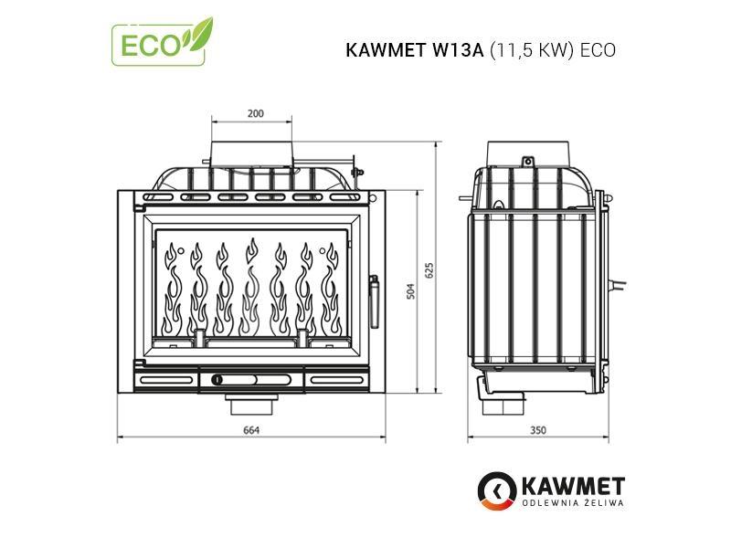 Focar Semineu Kawmet W13A EKO, din fonta, 11.5 kW, 5 ani garantie