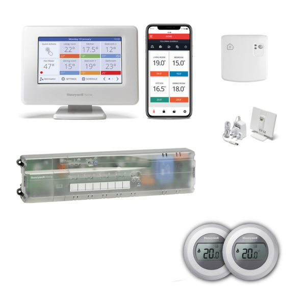 Pachet multi-zona, Honeywell EvoHome, pentru instalatii cu incalzire in pardoseala 3 zone fara fir