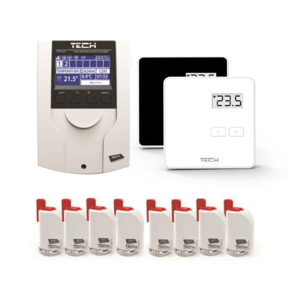 Pachet 4 zone WiFi TECH controler EU-L4, termostat EU-R8b, actuator STT230/2