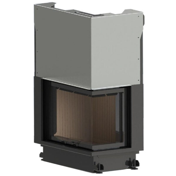 Focar de șemineu - A.caminetti Quattro 100 R ECO Series - Colț panoramic dreapta (R), 2 suprafețe vitrate, 17 KW, randament ≥70%, încorporabil, Garanție 5 ani.