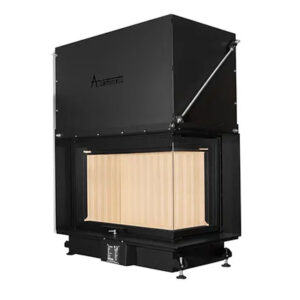 Focar de șemineu - A.caminetti Quattro 90 R German Edition - Colț panoramic dreapta (R), 2 suprafețe vitrate, 14 KW, randament 87%, încorporabil, Garanție 5 ani.