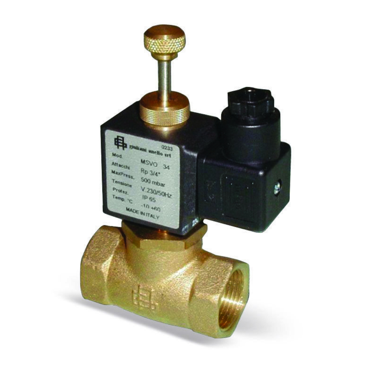 Electroventil de gaz alama Watts MSVO34 Electroventil de gaz, alama, normal deschis, Watts - Giuliani Anello 3/4", 230V