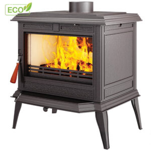 Sobă din fontă și căptușită cu vermiculită, KAWMET Premium PROMETEUS S11 ECO, putere 8,5 KW, randament 76%, clasa energetică A, certificat EcoDesign. Garanție 5 ani!