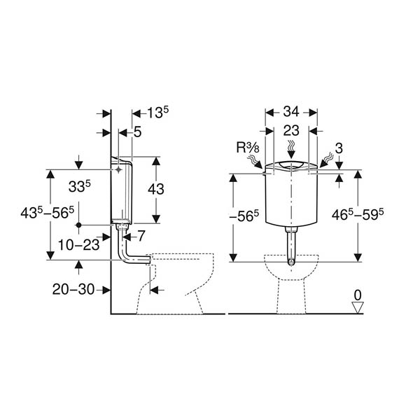 Rezervor WC Geberit AP116 cu doua volume de apa