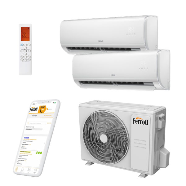 Aer conditionat dublu split Ferroli GIADA M 9000 + 9000 BTU, wi-fi, programare, clasa energetica A++ la racire