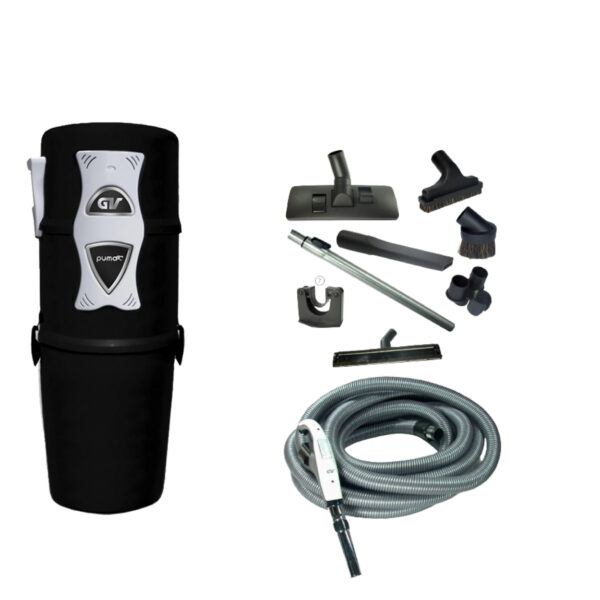 Aspirator centralizat Puma DUAL P, 2x1750 W, pentru 1200 mp, pentru 1200 mp, furtun 9m on/off si accesorii. 5 ani garantie!