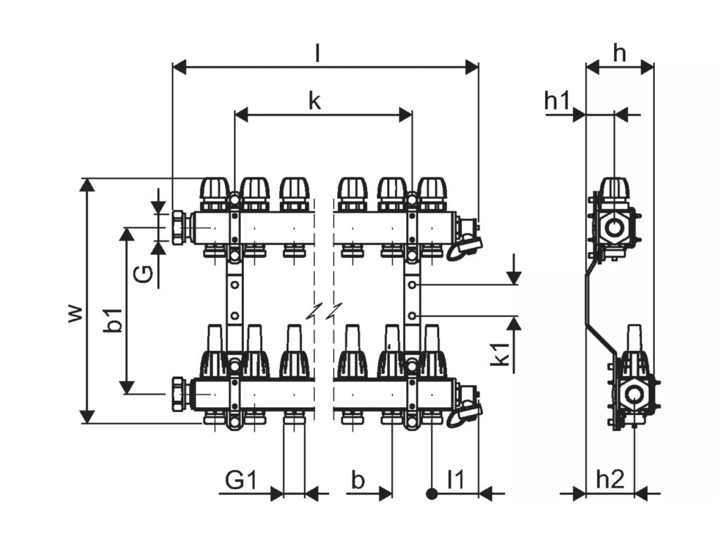 Distribuitor pardoseala, Uponor Vario C 3 cai inox 1 tol