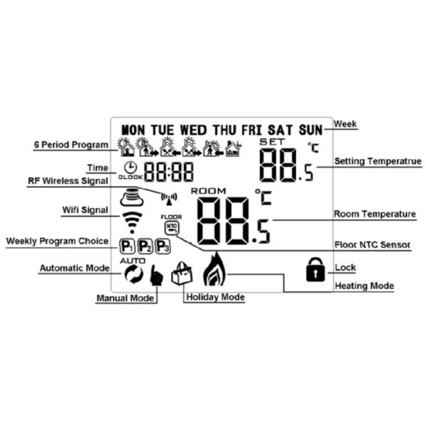 Termostat de ambient programabil fara fir Ferroli FER 309 - WiFi
