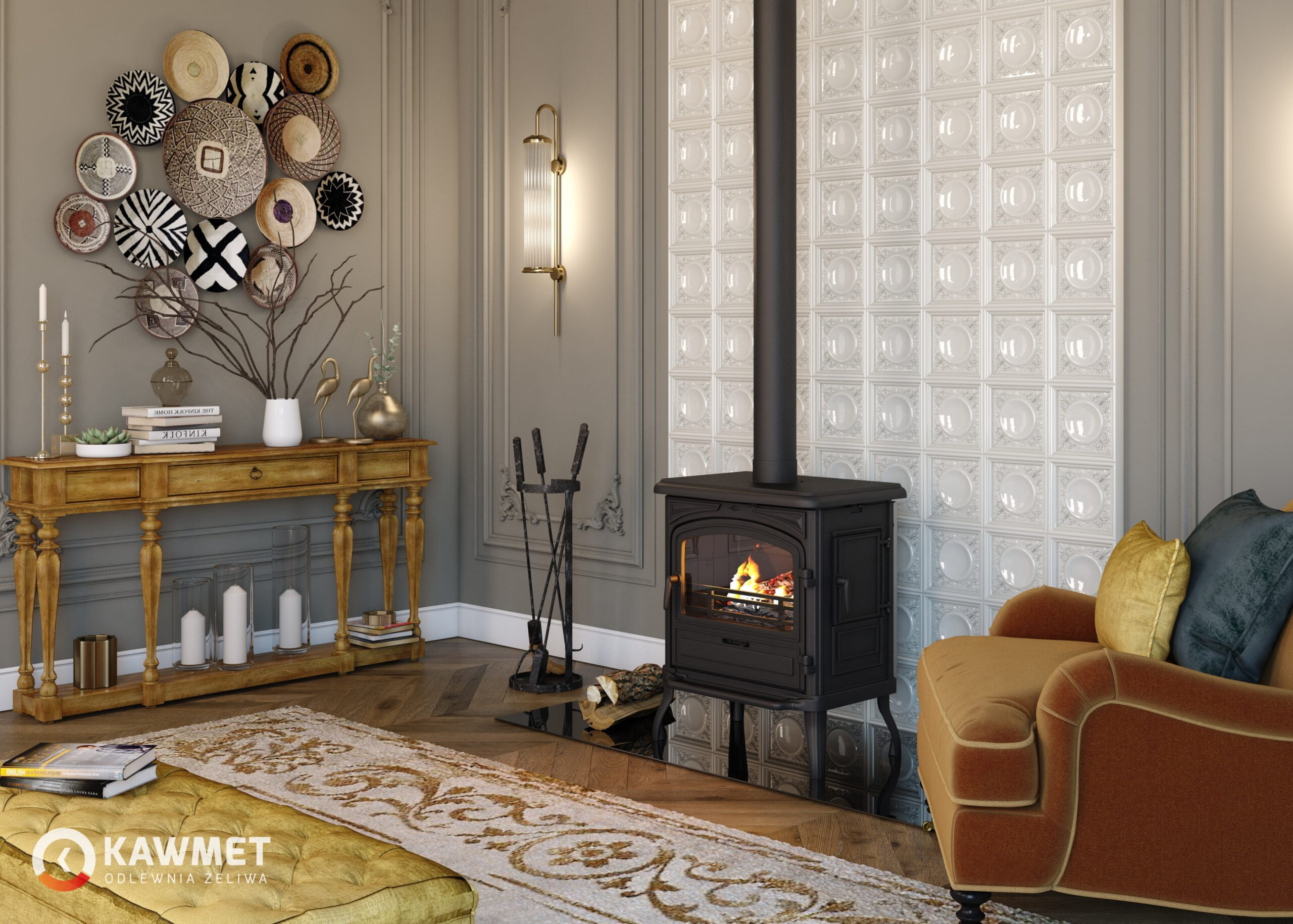 Sobă din fontă, KAWMET Premium EOS S13 ECO, putere 10 KW, randament 77%, clasa energetică A, certificat EcoDesign. Garanție 5 ani!