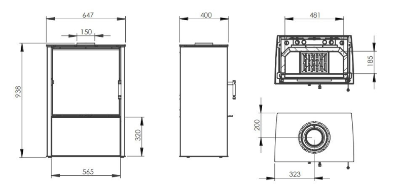 Sobă din oțel, Hitze Lupo S, putere 6,5 KW, randament 83%, clasa energetică A, certificat EcoDesign. Garanție 5 ani!