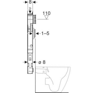 Rezervor încastrat Geberit Sigma UP720, grosime 8 cm, acționare frontală