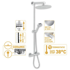 Coloana de dus cu baterie termostatata FERRO Trevi, negru