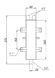 Butelie de egalizare Termojet SH-26 DN 1", 2,1 m³/h, izolata