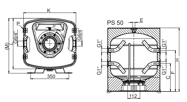 Puffer pentru pompe de caldura incalzire/racire Austria Email PS 50 litri, 4 racorduri 1"