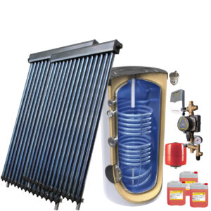 Kit panou solar presurizat apa calda Panosol 35 tuburi, boiler Tesy 300 litri 2 serpentine si accesorii