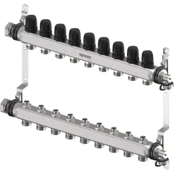 Uponor Vario S distribuitor cu robinet reglaj, LS 9xG3/4 Euro - G1