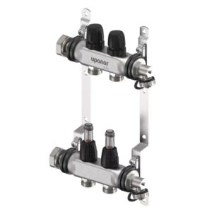 Distribuitor cu debitmetre Uponor Vario S, inox, 1” ieșiri 3/4” Eurocon - 2 căi