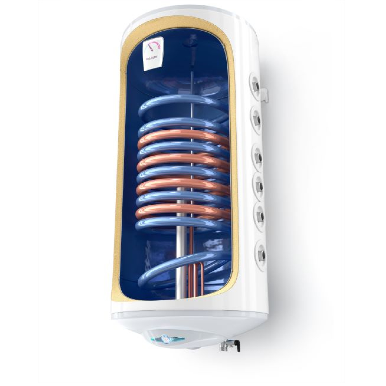 Boiler Tesy 2 serpentine Boiler termoelectric Tesy, Bilight, doua serpentine (0.5+0.3 m²), 150L, 2kW, montaj vertical