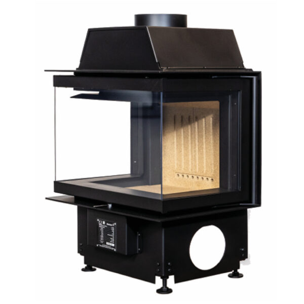 Focar de șemineu - A.caminetti Crystal 60 PRO OPEN SIDE - Geam panoramic 3 suprafețe vitrate, 10 KW, randament >75%, încorporabil, Garanție 5 ani.