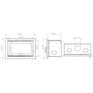 Focar tip insert - A.Caminetti Cassette Nordic 90, Nordic Series - Geam panoramic 1 suprafață vitrată, 10 KW, randament >75%, încorporabil, Garanție 5 ani.