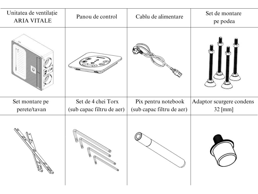 Unitate de ventilație centralizată, ARIA VITALE PLATINUM de la HEATPEX, cu recuperare de căldură, eficiență >90%, filtru F7 pe admisie, M5 pe evacuare, 6 poziții de montare, garanție 5 ani.