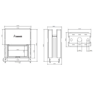 Focar tip tunel de șemineu - A.Caminetti Flat W 90 x 60 German Edition - 2 suprafațe vitrate, 19 KW, randament 75%, încorporabil, Garanție 5 ani.