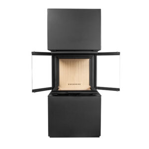 Șemineu metalic - A.Caminetti, Model Scandinavian 50 S BH(negru) - Geam panoramic 3 suprafețe vitrate, 11 KW, randament >80%, carcasă inclusă, instalare rapidă, Garanție 5 ani.