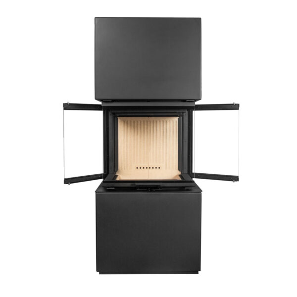 Șemineu metalic - A.Caminetti, Model Scandinavian 50 S BH(negru) - Geam panoramic 3 suprafețe vitrate, 11 KW, randament >80%, carcasă inclusă, instalare rapidă, Garanție 5 ani.