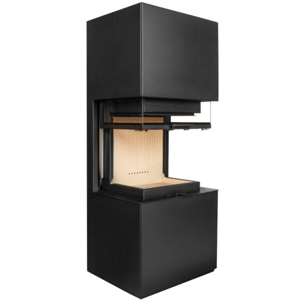 Șemineu metalic - A.Caminetti, Model Scandinavian 50 S BH(negru) - Geam panoramic 3 suprafețe vitrate, 11 KW, randament >80%, carcasă inclusă, instalare rapidă, Garanție 5 ani.