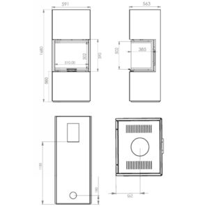 Șemineu metalic - A.Caminetti, Model Scandinavian 50 S WH(alb) - Geam panoramic 3 suprafețe vitrate, 11 KW, randament >80%, carcasă inclusă, instalare rapidă, Garanție 5 ani.