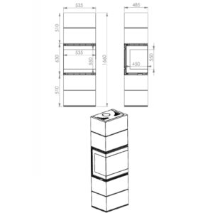 Șemineu metalic - A.Caminetti, Model Scandinavian 50BH(negru) - Geam panoramic 3 suprafețe vitrate, 9 KW, randament >75%, carcasă inclusă, instalare rapidă, Garanție 5 ani.