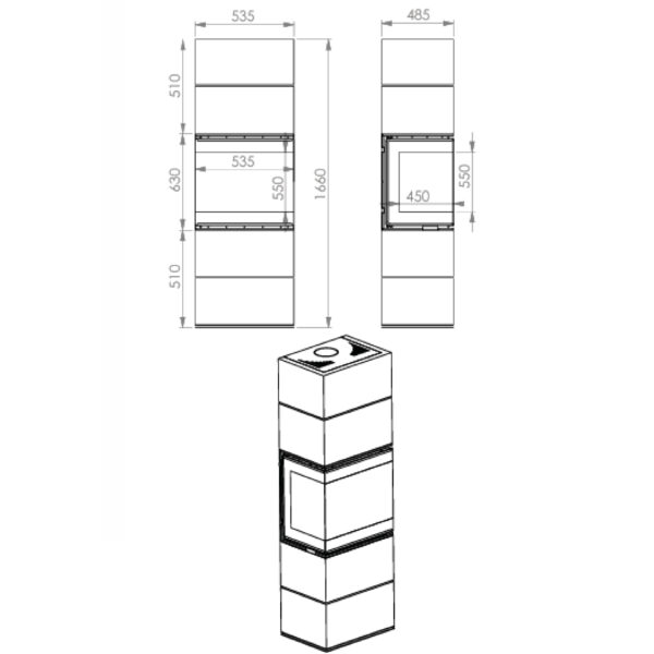 Șemineu metalic - A.Caminetti, Model Scandinavian 50BH(negru) - Geam panoramic 3 suprafețe vitrate, 9 KW, randament >75%, carcasă inclusă, instalare rapidă, Garanție 5 ani.
