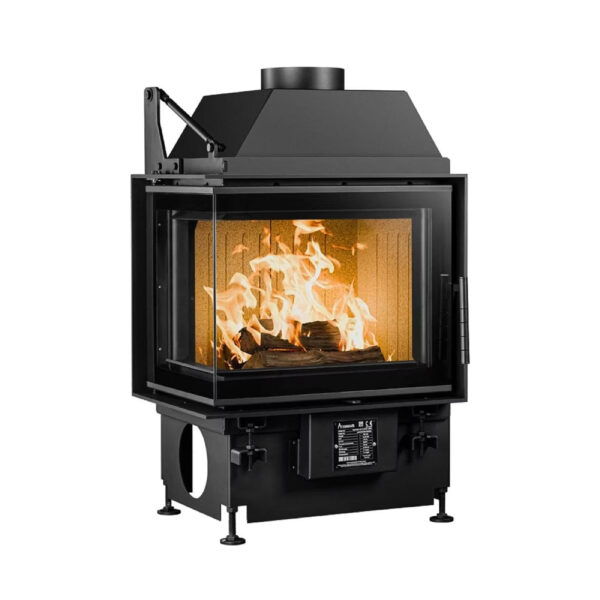 Focar de șemineu - A.caminetti Quattro 50 L PRO OPEN SIDE - Colț panoramic stânga (L), 2 suprafețe vitrate, 10 KW, randament >75%, încorporabil, Garanție 5 ani.