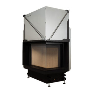 Focar de șemineu - A.caminetti Quattro 50 R Premium Edition - Colț panoramic dreapta (R), 2 suprafețe vitrate, 12 KW, randament >80%, încorporabil, Garanție 5 ani.