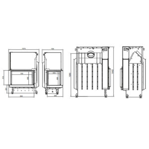 Focar de șemineu - A.caminetti Quattro 70 R Premium Edition - Colț panoramic dreapta (R), 2 suprafețe vitrate, 13 KW, randament >80%, încorporabil, Garanție 5 ani.